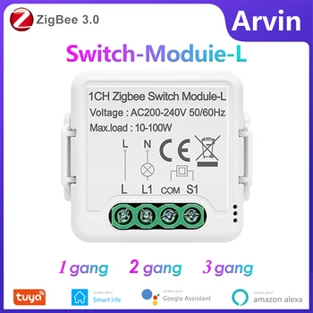 Tuya ZigBee Smart šviesų Modulis 10A Nėra Neutralus Laidas Reikalingas 1/2/3Gang Palaiko 2 Būdas Kontroliuoti Darbų su Alexa 
