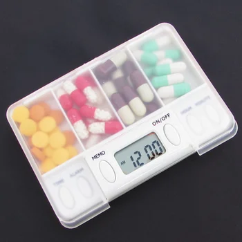 4 Tinklelis Protingas Plastiko Talpinimo Elektroninių Laikas Priminimas Medicina Dėžės, Žadintuvas, Laikmatis Tabletes Stalas Organizatorius Tabletes Bakas