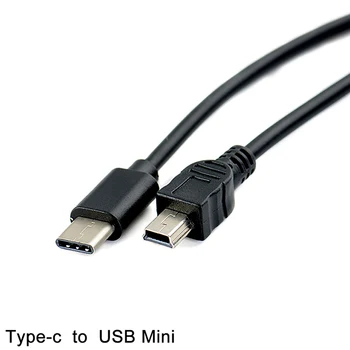 1pc 30cm USB Tipas-c, Mini USB Kabelis, USB-C Vyrų į Mini-B Male Konverteris Adapteris Sukelti Duomenų Kabelis
