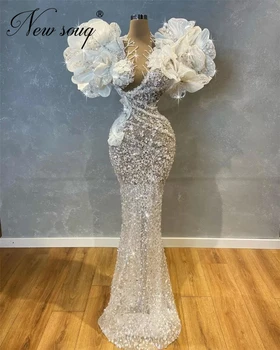 Subtili Gėlių Ornamento Formavimas Vakaro Suknelės Vestuvėms 2021 Vestido De Festa Dubajus Arabų Moterų Promenadzie Suknelė Undinė Artimuosiuose Rytuose