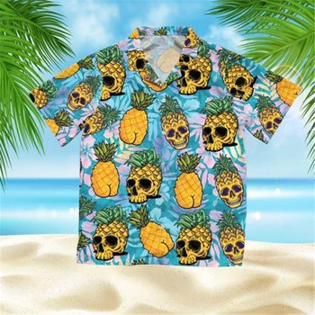 Naujas Atvykimo Vasarą Kokybės Harajuku Paplūdimio Vyrų Trumpas Rankovėmis Atsitiktinis Anime Marškinėliai Palaidinė Prarasti Banglenčių Havajų marškinėliai