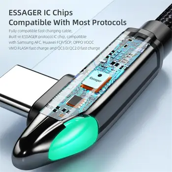 Essager 6A/66W USB Tipo C Kabelio Greito Įkrovimo Ir Duomenų Perdavimo Įkroviklio Laidą 