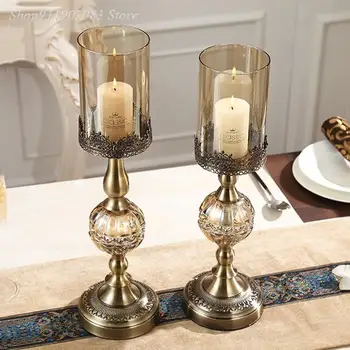 Stiklo, Žvakių Laikiklis Tuščiaviduriai Metaliniai Žvakių Laikiklis Retro Europos Stiliaus Vestuvių Dekoravimas Stalo Centerpieces Kristalų Namų Dekoro 3