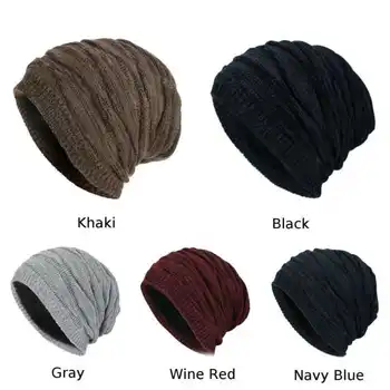 Hat banga mezgimo vilnos skrybėlę žiemos Pliušinis šiltas, AB verpalų padengti vyriški lauko skrybėlę 0