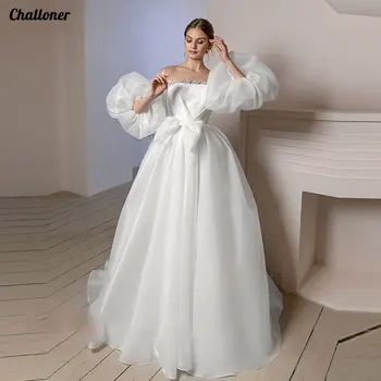 Challoner Vestuvių Suknelės 2022 Moterų Tiulio Princesė Su Laivapriekio Valtis Kaklo Sluoksniuotos Rankovėmis Backless Nuotakos Suknelės, Vestidos de Novia