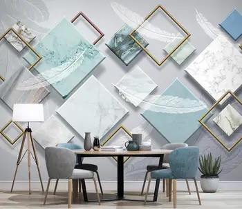 Individualizuotos fono paveikslėlį nuotrauka geometrinis balta plunksna mikrokristalinė TV foną, sienų tapyba namų puošybai 3d tapetai freskomis