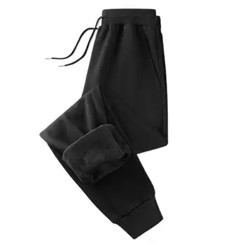 Paprastas Kelnes Streetwear Kelnės Elastingos Juosmens Šilta, Grynos Spalvos Kelnės, Raišteliu