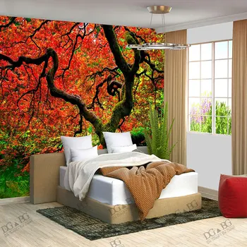 Salė Foto Tapetai Japonijos Klevo Medžio Didelių Sienų Dekoro Freskos Miegamasis Užsakymą Audinio Tekstilės Wallcovering Kraštovaizdžio Fone