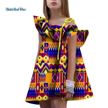 Gražių Mergaičių Suknelės heidi bazin Riche Afrikos Spausdinti Vienas Dirželis Ankara Suknelės Vaikams, Vaikų Afrikos Drabužių Šalis Suknelė WYT700