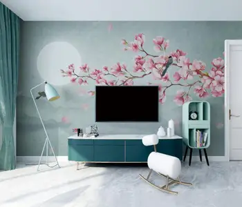 beibehang Užsakymą gėlių, paukščių peach blossom 3D Sienų Tapetai Kambarį, Miegamąjį, TV Foną Sienų Tapybą sienų lipdukai
