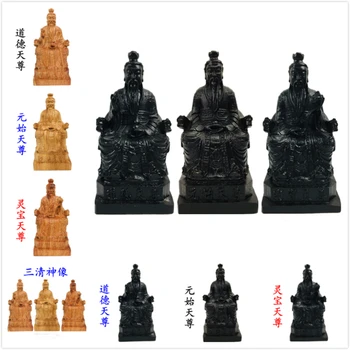 Daoizmas reikmenys, magija įrankiai, skulptūros Sanqing dievų, Budos statulos Sanqing protėviai, medžio drožyba