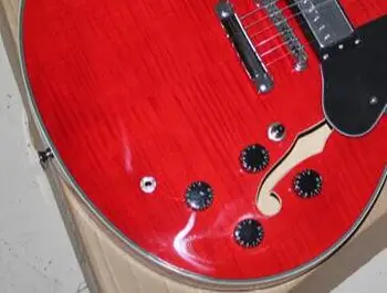 Kinija gitara gamyklos užsakymą 100% Naujas tuščiavidurio kūno Elektrinė gitara, raudonos spalvos Džiazo gitara nemokamas pristatymas 11yue 0