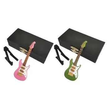 Miniatiūrinės Medinės Elektrinė Gitara 10cm Modelio Papuošalus Dekoratyvinis Modelio Gitara Žaislai
