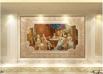 tapetai, foto 3 d custom freskos Europos klasikinės palace bajorų aliejaus tapybai modelis paramos Tapetai sienos į ritinius 0