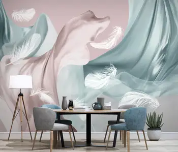 Custom Šiaurės Modernus Elegantiškas Šilko Pūkinė Sienų Tapetai Gyvenamasis Kambarys su Sofa-lova, TV Foną Papel De Parede sienos dokumentų namų dekoro