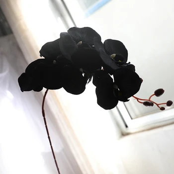 100cm Juodas Drugelis Orchidėja Vieną Dirbtinių Gėlių Filialas Helovinas Apdailos Namų Šilko Netikrą Gėlių Vestuves Prekes