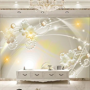 Custom Foto Tapetai Europos Stiliaus 3D Mados Perlų Gėlių Papuošalai Freskos Kambarį, TV Foną, Sienų Dekoras Papel De Parede