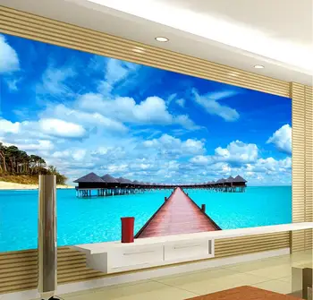 3d tapetai, freskos Jūros kraštovaizdžio Užsakymą foto tapetai, 3D stereoskopinis tapetai kambarį, TV foną sienos