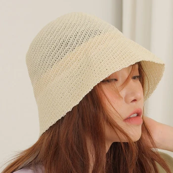 Korėjos Plonas Tuščiaviduriai Kibirą Skrybėlės Vasaros Visų rungtynių vientisos Spalvos Saulės Skrybėlę Lino Trumpas kraštais Panama Žvejys Kepurės Moterims Gorras