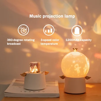 Kūrybos Angelas sargas Projekcija LED Lempos Sukasi Muzikos Naktį Šviesos Daugiafunkcinis Naktį Žibintai Gimtadienio Dovana Atostogų