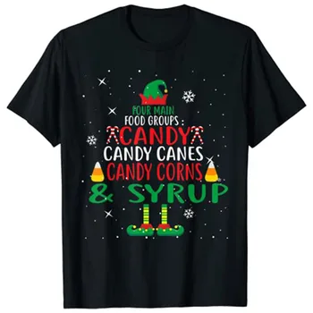 Keturių Pagrindinių Maisto Produktų Grupių Elf Bičiulių Kalėdų Pajama Kalėdų Dovanos T-Shirt