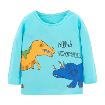 Mielas Dinozauras Berniukai Medvilnės Marškinėlius Rudenį, Pavasarį Vaikų Viršūnes Tees Bamblys Marškiniai, Vaikiški Drabužiai 0