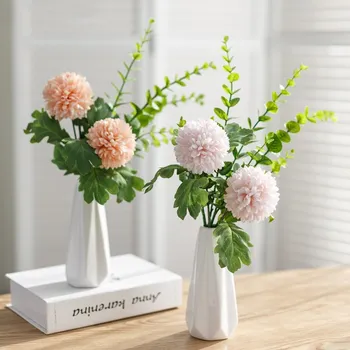 Modeliavimo Hydrangea Bijūnas Hibridas Gėlių Puokštė Gėlių Namų Stalo Apdailos Dirbtinių Gėlių su Vaza