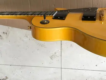 Kinijos gitara gamyklos custom naujas Geltonos spalvos elektrinė gitara 9