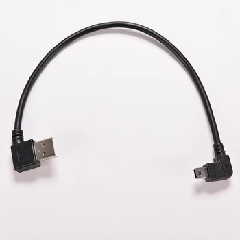 ČIURKŠLĖS Mini USB Duomenų Kabeliu 25cm stačiu Kampu USB 2.0 A Male Į Mini USB 5 Pin Kairysis Kampas Male Kabelio Laido Jungties Adapteris 0