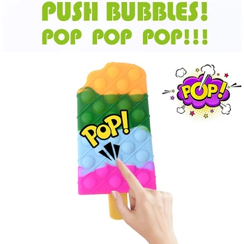 Vaivorykštė Ledų Formos Pop Rutulio Stūmimo Žaislai Pop Burbulas Fidget Jutimo Žaislai Vaikams Stumti Juokinga Anti Stresas Silikono Slėgio Žaislai