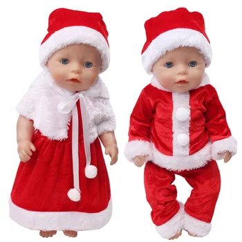 Lėlės Drabužių Kalėdų Suknelė Tinka 43 Cm Baby Doll ir 18Inch Mergina Lėlės Žaislas Priedai Mergina Dovana F646-F647