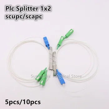 5vnt/10VNT Fiber Optics PLC Splitter 1x2 SCupc SCApc ftth Mini plieno vamzdžių tipas 0,9 mm optinio pluošto Splitter SCUPC SCAPCConnector