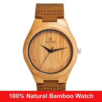 100% Natūralus Bambuko Žiūrėti Prabanga Vyrai Moterys Universalus Rankų darbo Kvarcinis Laikrodis Odos Juosta Vyrų Medienos Laikrodis Relogio Masculino 0