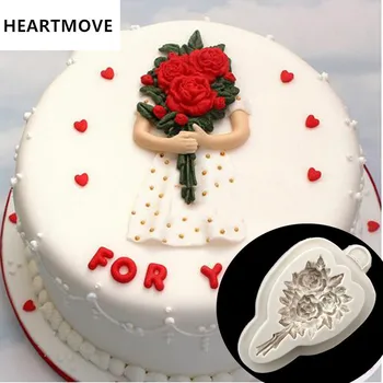HEARTMOVE Puokštė Formos 3D Silikoninis Minkštas Pyragas Pelėsių Taurės Tortas Dekoravimo Želė, Šokolado Muilas Modeliavimo Gėlių, Rožių Pelėsių