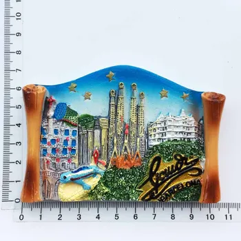 Orientyrą Barselonoje, Ispanijoje, kūrybinės pusės-dažytos turizmo atminimo dovana amatų magnetinio šaldytuvas magnetas