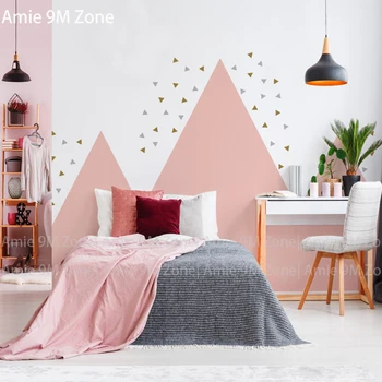 Tuya Meno didmeninė dulkių rožinis trikampis moutains dizaino kambarį sienų dekoras bakckground vaiko kambario sienų tapetai