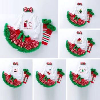 Kalėdų Snaigės Kūdikių Romper Suknelė Nustatyti Animacinių filmų ilgomis rankovėmis Jumpsuit Naujagimių Mergaičių Dot Akių Reljefiniai Sijonas Drabužių su Laivapriekio 0