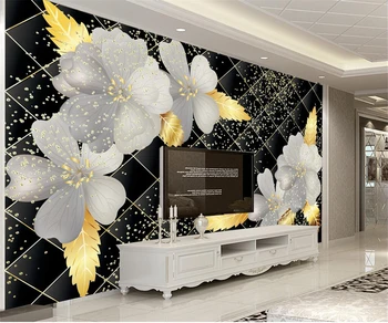 Custom foto tapetai freskomis trimatis reljefo juoda papuošalai, gėlės Europos 3D fone Dekoratyvinės 3d tapetai
