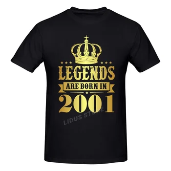Legendos Yra Gimęs 2001 m. 21 Metų 21 Gimtadienio Dovana T-shirt Harajuku Streetwear 100% Medvilnės Grafika Marškinėlius Markių Tee Viršų