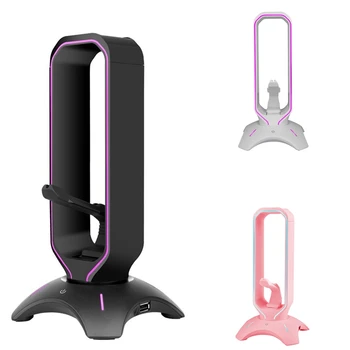 RGB Ausines Stand Over-Ear Ausinės Laikiklis Darbastalio Ekrano Lentyna Su 2 USB jungtimis, Žaidimų KOMPIUTERIS, Stalo Reikmenys