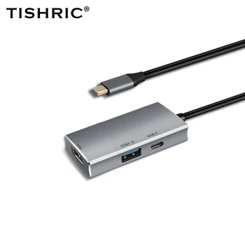 TISHRIC 4K Usb C Hub HDMI suderinamus VGA USB3.0 4K Adapteris C Tipo Kabelio 