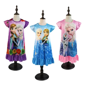 Sušaldyti Elsa Princesė Nightdress Vaikų Suknelė Mergaitėms Sleepwear trumpomis Rankovėmis Vasarą Vaikams Drabužių Homewear Pižama Mergaitėms