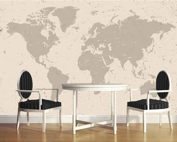 Papel de parede Šiaurės minimalistinis retro smėlio pasaulio žemėlapio 3d tapetai, freskos,svetainė, miegamojo sienos dokumentų namų dekoro freskos