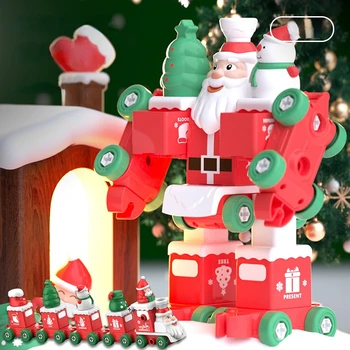 5VNT Surinkti Kalėdų Mažai Traukinio Žaislų Rinkiniai Santa Claus Iškraipymo Robotas, Žaislų, Kūrybinės Papuošalai Kalėdų Dovanos Vaikams 0