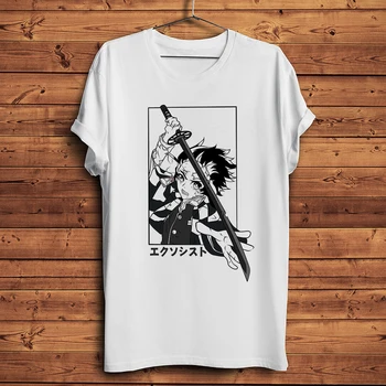 Kamado Tanjirou juokingas anime marškinėliai homme vyrams balta atsitiktinis trumpas marškinėlius unisex Demon Slayer Kimetsu Nr. Yaiba streetwear tee