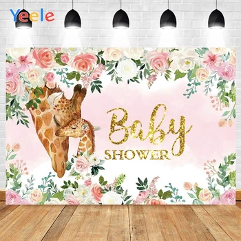 Yeele Baby Shower Gimtadienio Žirafa Gėlės Vinilo Fone Photophone Fotografija, Foto Studija Apdaila Individualų Dydį