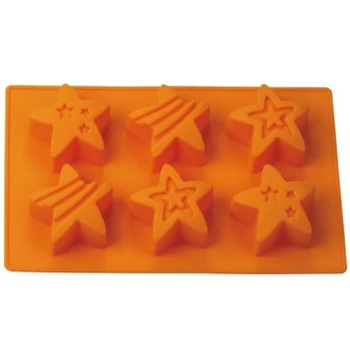 6 ertmės Pentagram žvaigždės formos Silikono formų minkštas pyragas pelėsių bakingwear šokolado pelėsių virtuvė 