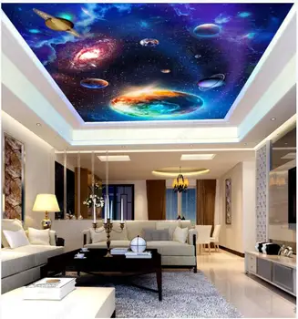 3d lubų freskomis tapetai pasirinktinius nuotraukų Kosminės spalvinga žvaigždžių planetos kambarį namų dekoro 3d sienos freskos tapetai, sienų