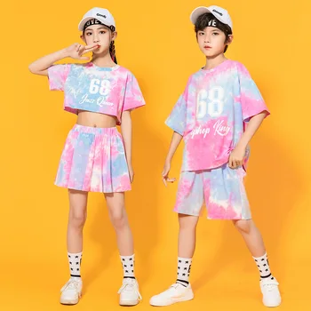 Vaikas Rinkiniai Berniukai Marškinėlius Šortai Mergaitėms T-shirt Mini Sijonai Cheerlead Hip-Hop Šokių Drabužiai Vaikams Streetwear Mados sportiniai Kostiumai