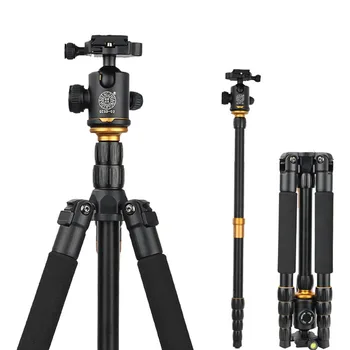 QZSD Q666 profesionaliosios Fotografijos Nešiojamų Trikojo Monopodzie su Kamuoliu Galva SLR fotoaparatas DSLR Kamera DV / Stovi Kameros / Fold 35cm